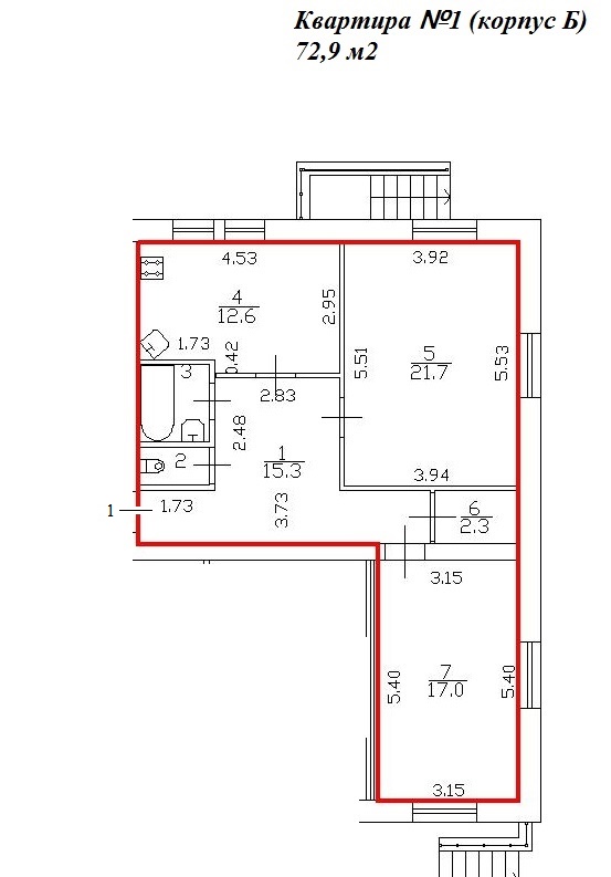 2-комнатная, 73 м² — ЖК ЖК Миранда