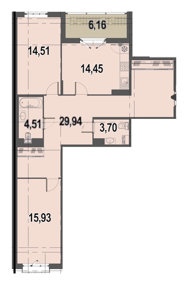 2-комнатная, 86 м² — ЖК ЖК Дом у Каретного