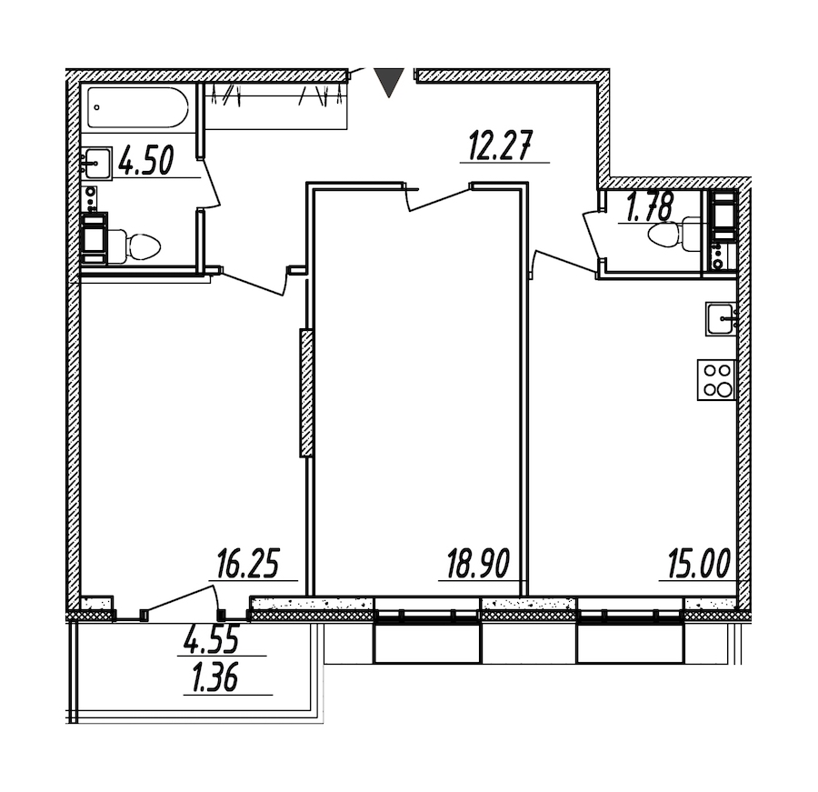 2-комнатная, 70 м² — ЖК ЖК Nobelius (Нобелиус)