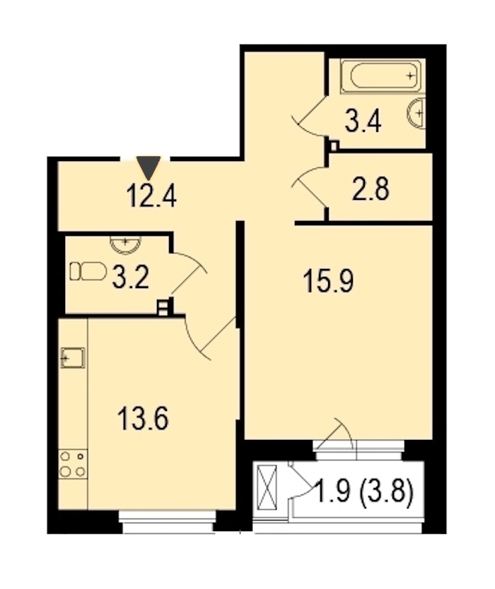 1-комнатная, 54 м² — ЖК ЖК Жемчужный берег