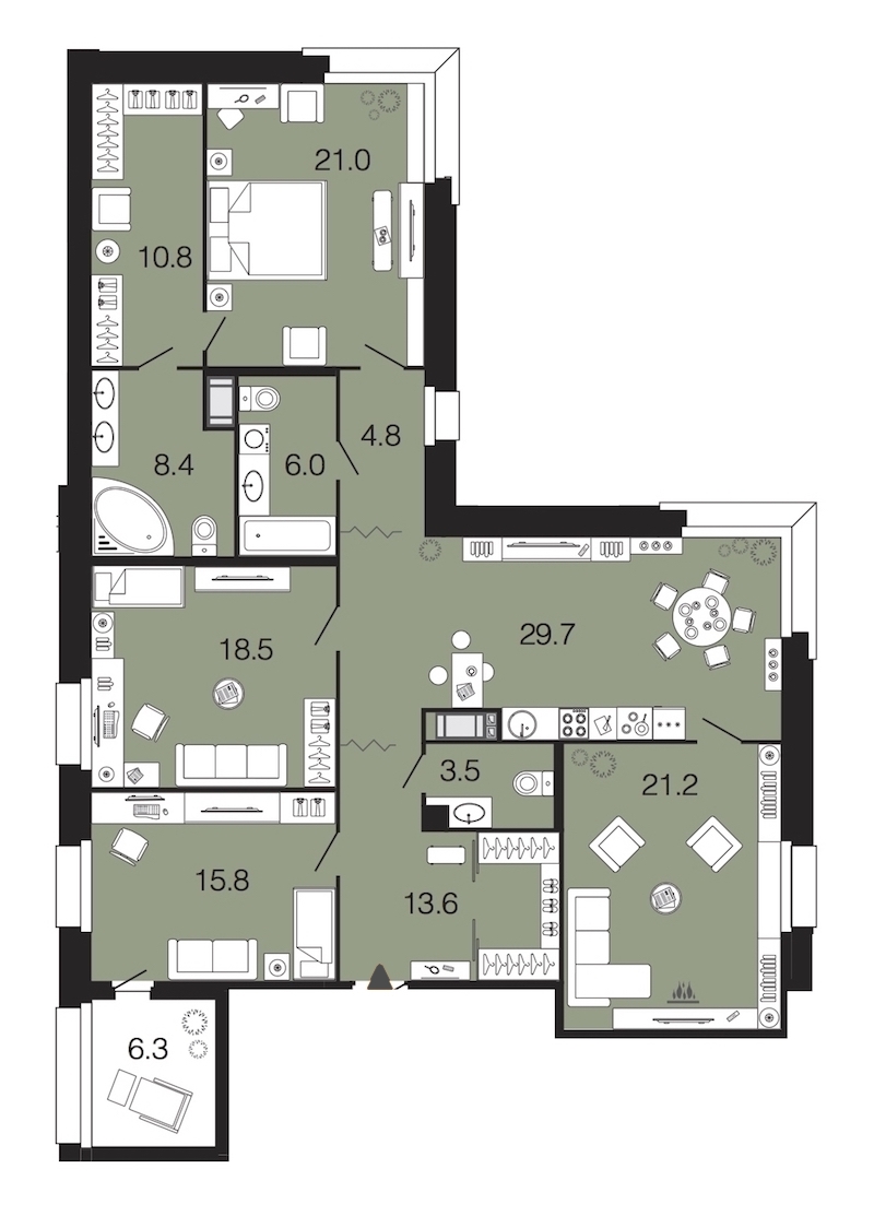 4-комнатная, 153 м² — ЖК ЖК Futurist (Футурист)