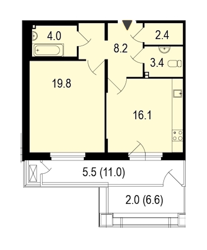 1-комнатная, 62 м² — ЖК ЖК Жемчужный берег