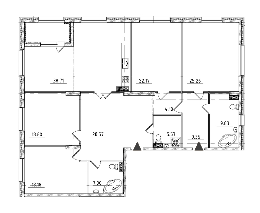 4-комнатная, 190 м² — ЖК ЖК Петровская доминанта
