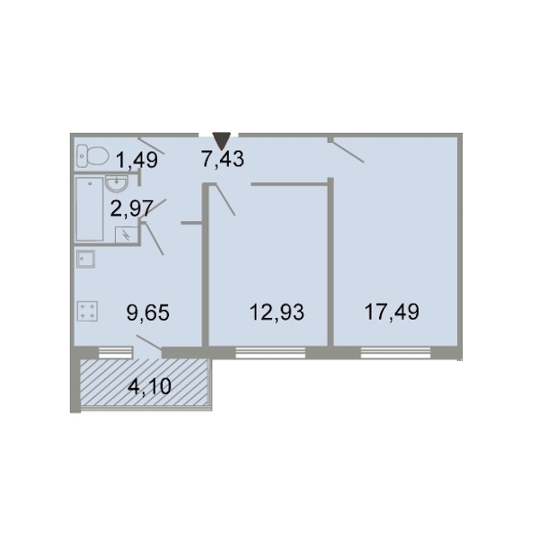 2-комнатная, 54 м² — ЖК ЖК Клёны