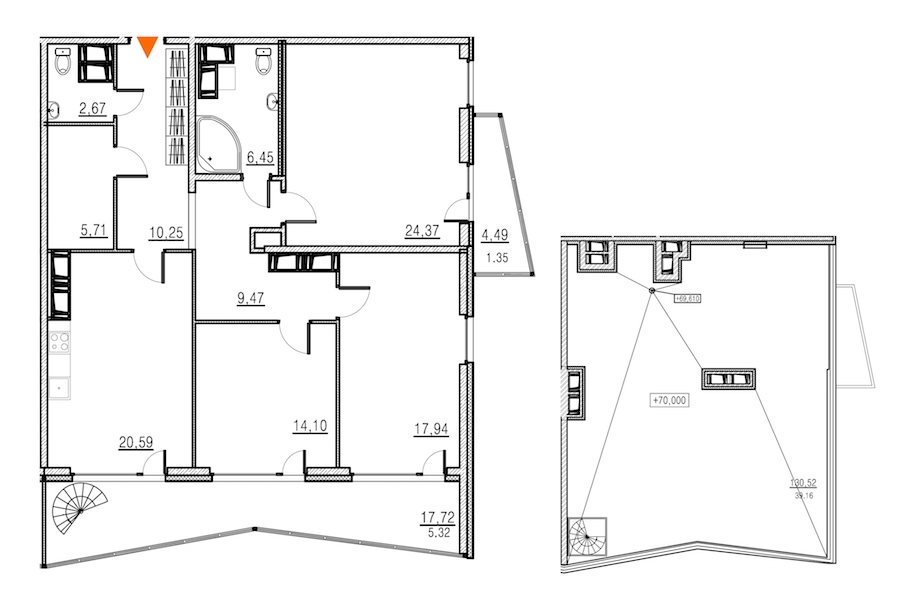 3-комнатная, 112 м² — ЖК ЖК Муринские высоты