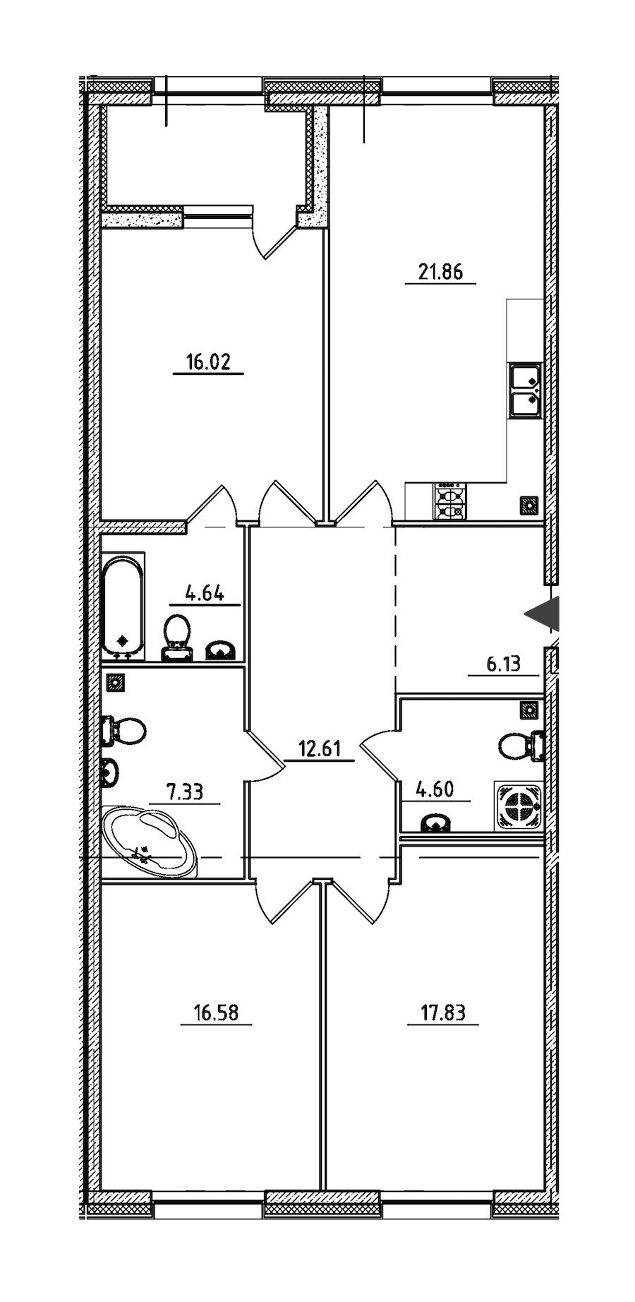 3-комнатная, 110 м² — ЖК ЖК Петровская доминанта