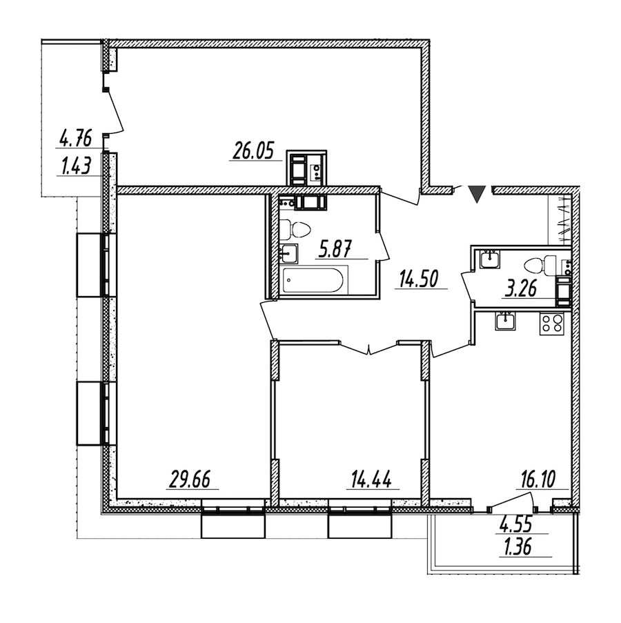 3-комнатная, 113 м² — ЖК ЖК Nobelius (Нобелиус)