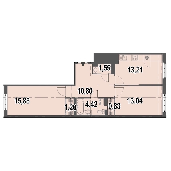 2-комнатная, 61 м² — ЖК ЖК Дом у Каретного