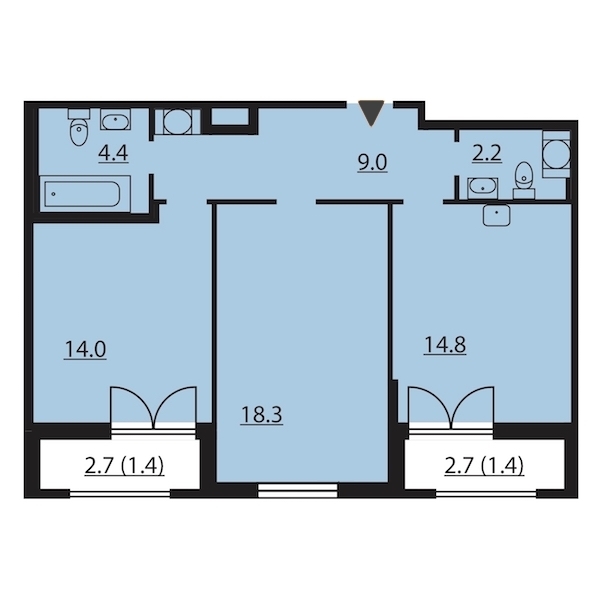 2-комнатная, 65 м² — ЖК ЖК Цивилизация на Неве