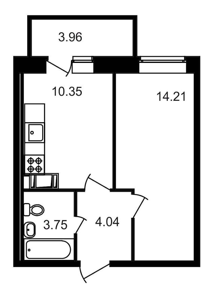 1-комнатная, 36 м² — ЖК ЖК Северный