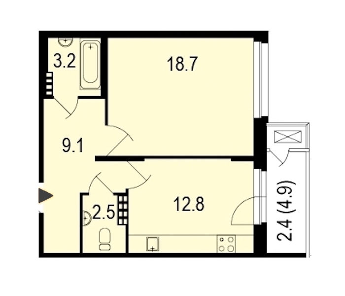 1-комнатная, 50 м² — ЖК ЖК Жемчужный берег
