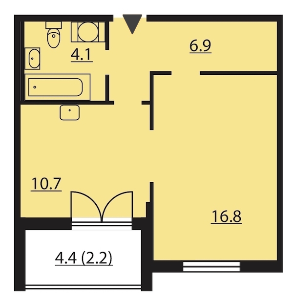 1-комнатная, 41 м² — ЖК ЖК Цивилизация на Неве