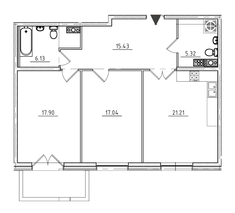2-комнатная, 85 м² — ЖК ЖК Петровская доминанта