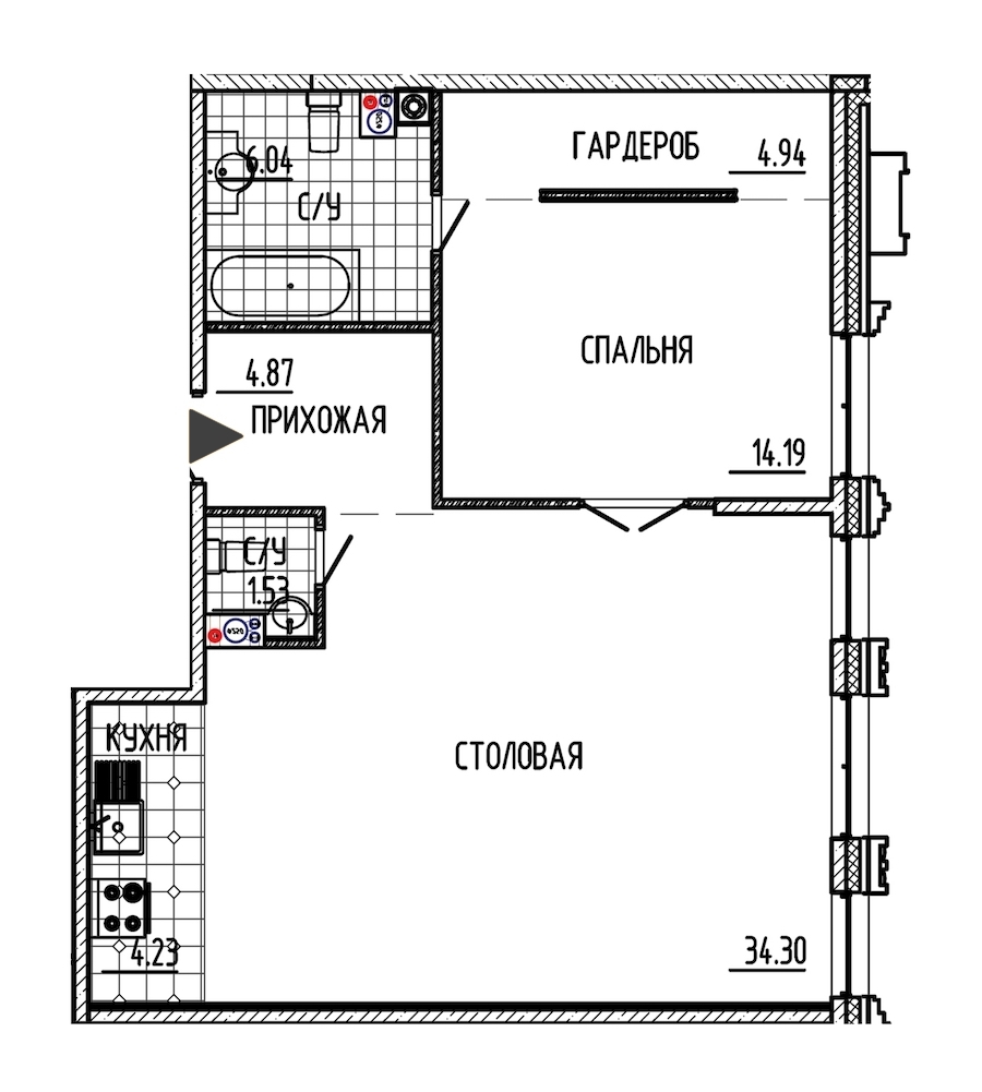 1-комнатная, 70 м² — ЖК ЖК Маленькая Франция