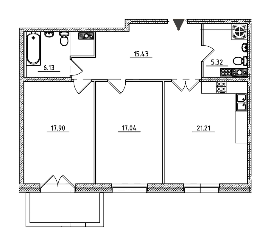 2-комнатная, 85 м² — ЖК ЖК Петровская доминанта