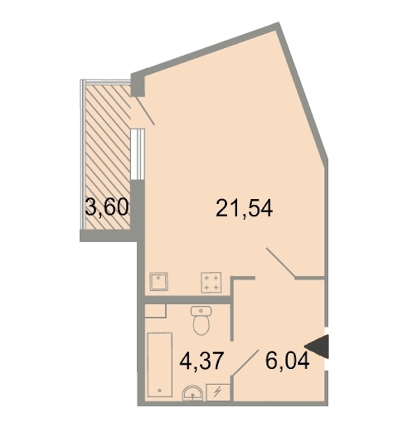 Студия, 34 м² — ЖК ЖК Клёны