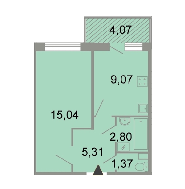 1-комнатная, 35 м² — ЖК ЖК Клёны