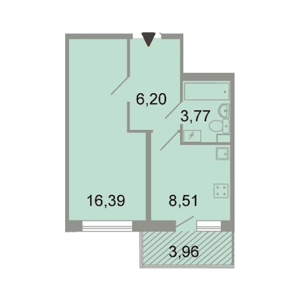 1-комнатная, 37 м² — ЖК ЖК Клёны