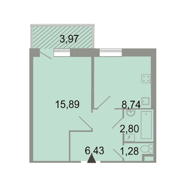 1-комнатная, 37 м² — ЖК ЖК Клёны