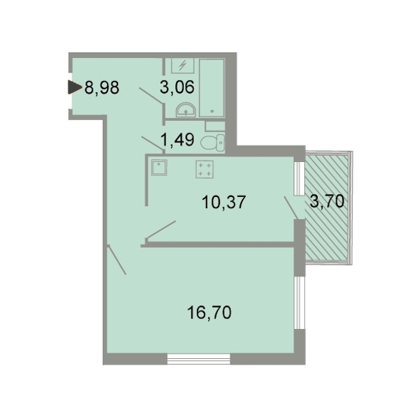 1-комнатная, 42 м² — ЖК ЖК Клёны