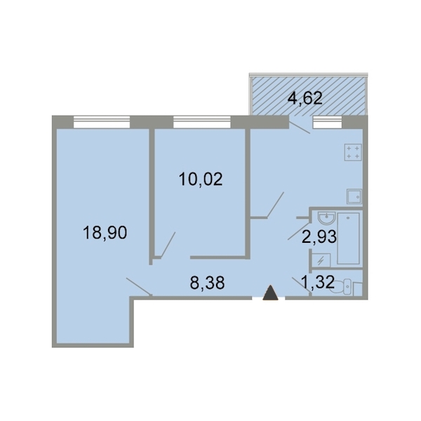 2-комнатная, 54 м² — ЖК ЖК Клёны