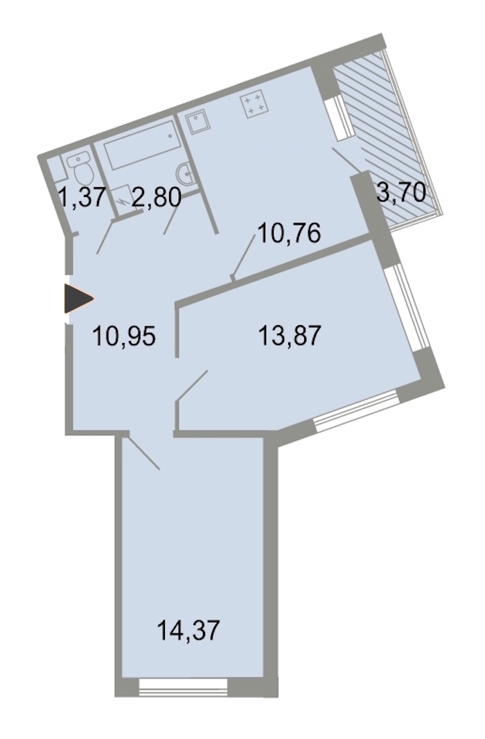 2-комнатная, 56 м² — ЖК ЖК Клёны