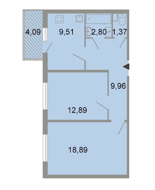 2-комнатная, 62 м² — ЖК ЖК Клёны