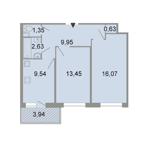 2-комнатная, 63 м² — ЖК ЖК Клёны