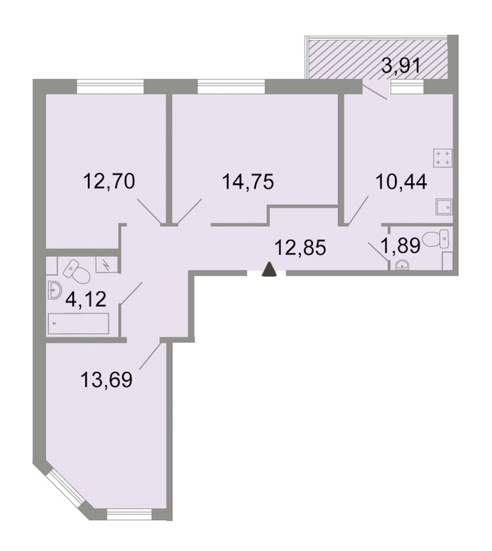 3-комнатная, 73 м² — ЖК ЖК Клёны