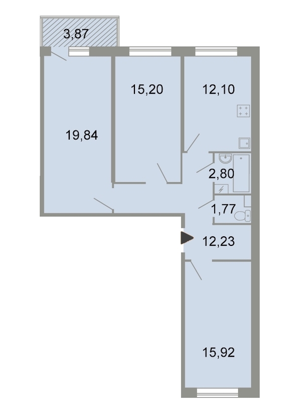 3-комнатная, 81 м² — ЖК ЖК Клёны