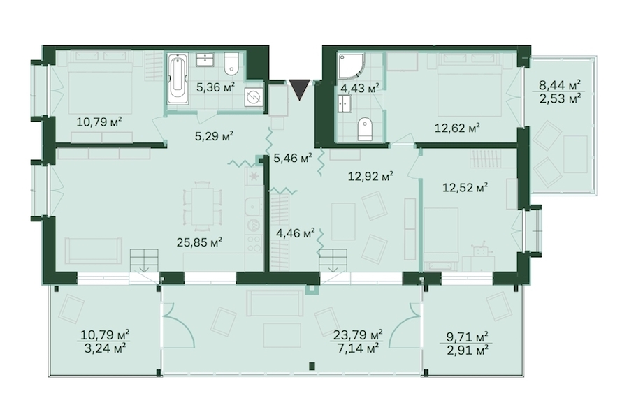 4-комнатная, 116 м² — ЖК ЖК Магнифика Резиденс (Magnifika Residence)
