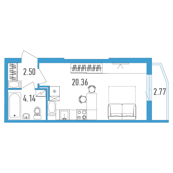 Студия, 28 м² — ЖК ЖК Yoga (Йога)