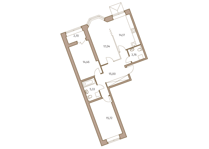 3-комнатная, 87 м² — ЖК ЖК Новое Купчино