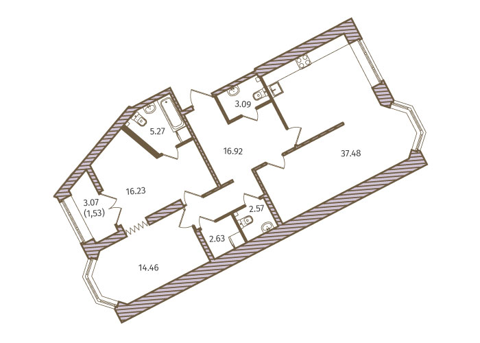 1-комнатная, 100 м² — ЖК ЖК Новое Купчино