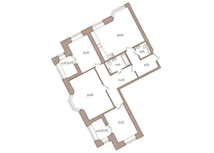 3-комнатная, 117 м² — ЖК ЖК Новое Купчино