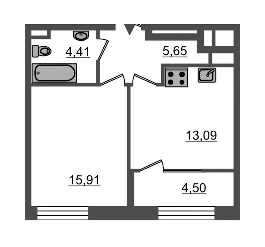 1-комнатная, 44 м² — ЖК ЖК Botanica (Ботаника)