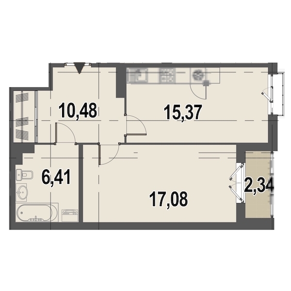 1-комнатная, 51 м² — ЖК ЖК Дом у Каретного