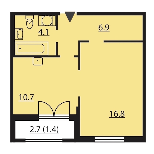 1-комнатная, 40 м² — ЖК ЖК Цивилизация на Неве