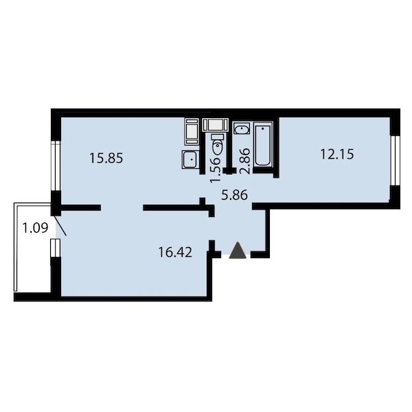 2-комнатная, 56 м² — ЖК ЖК Звездный дуэт
