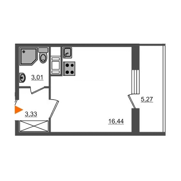 Студия, 27 м² — ЖК Апарт-комплекс М97