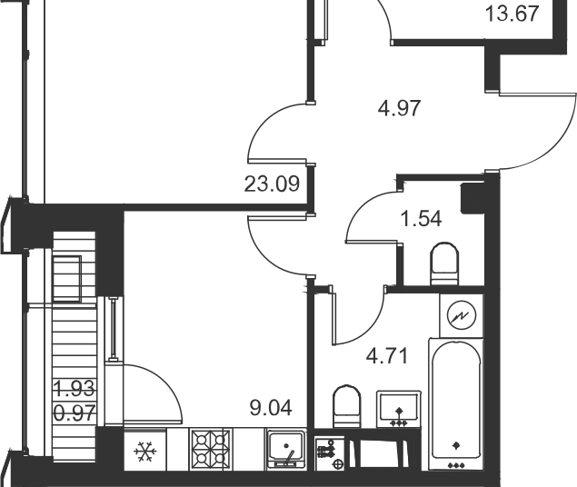 2-комнатная, 58 м² — ЖК ЖК Golden City (Голден сити)