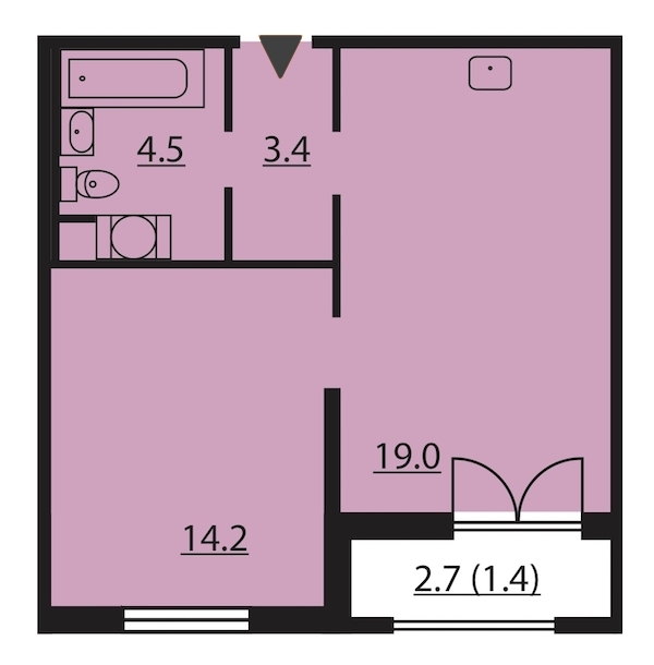 1-комнатная, 43 м² — ЖК ЖК Цивилизация на Неве
