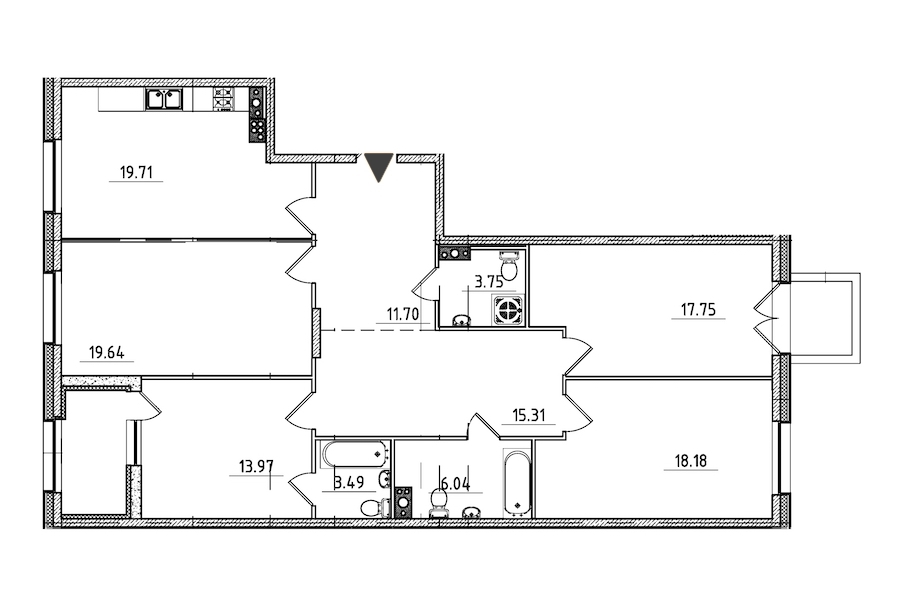 4-комнатная, 133 м² — ЖК ЖК Петровская доминанта