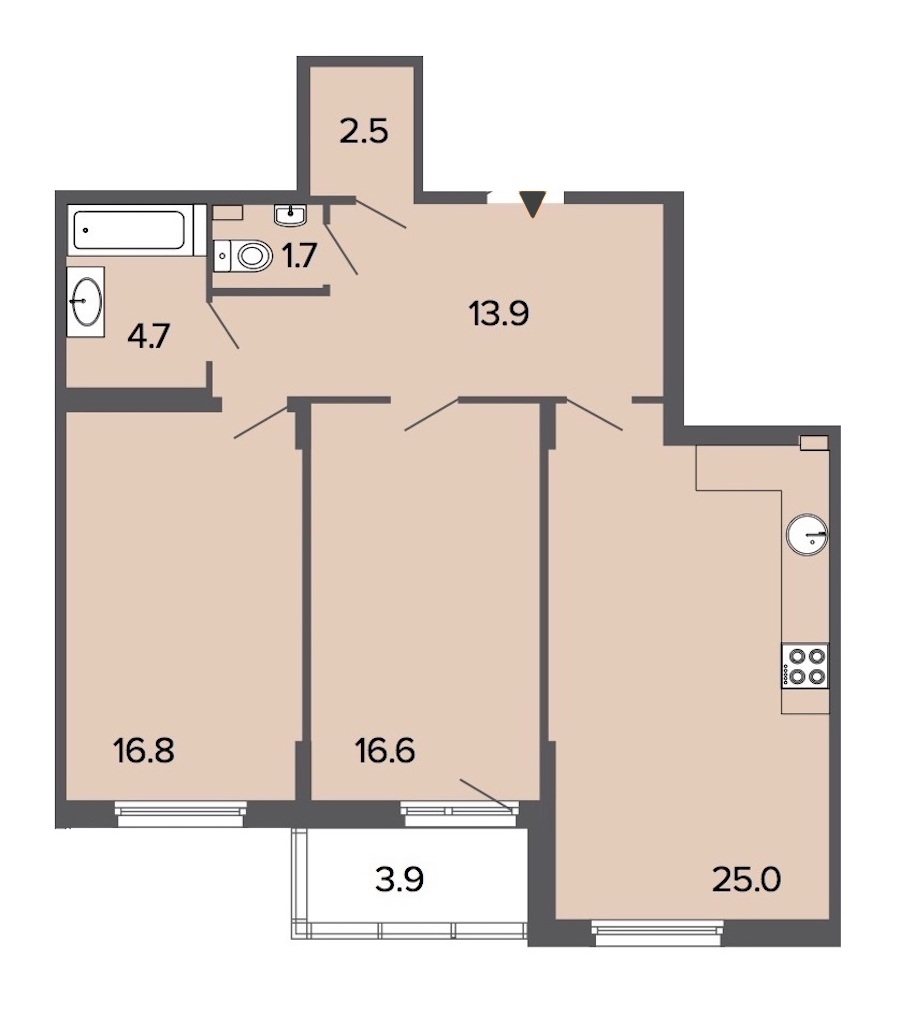 2-комнатная, 81 м² — ЖК Клубный дом Болконский