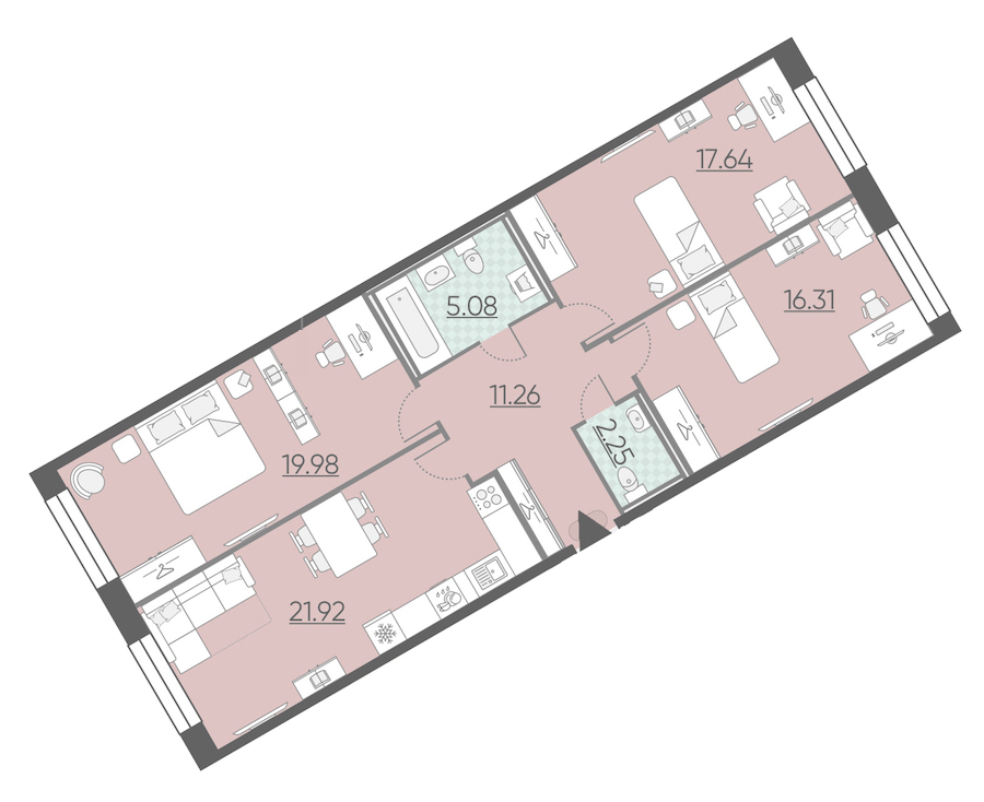 3-комнатная, 94 м² — ЖК ЖК Riviere Noire (Ривьер Нуар)