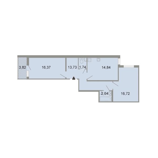 2-комнатная, 68 м² — ЖК ЖК Клёны