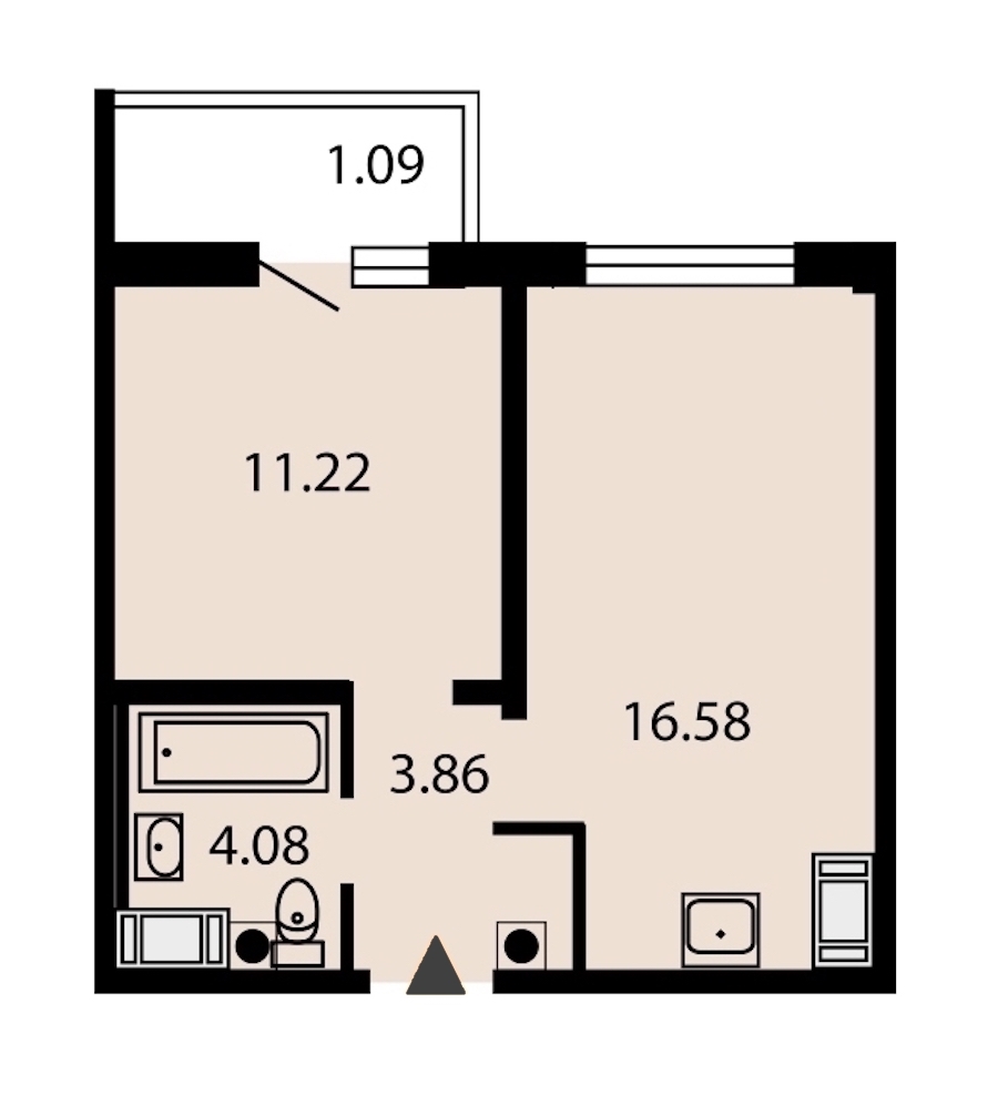 1-комнатная, 37 м² — ЖК ЖК Звездный дуэт