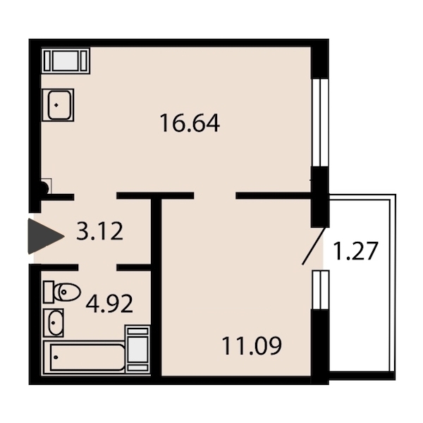 1-комнатная, 37 м² — ЖК ЖК Звездный дуэт