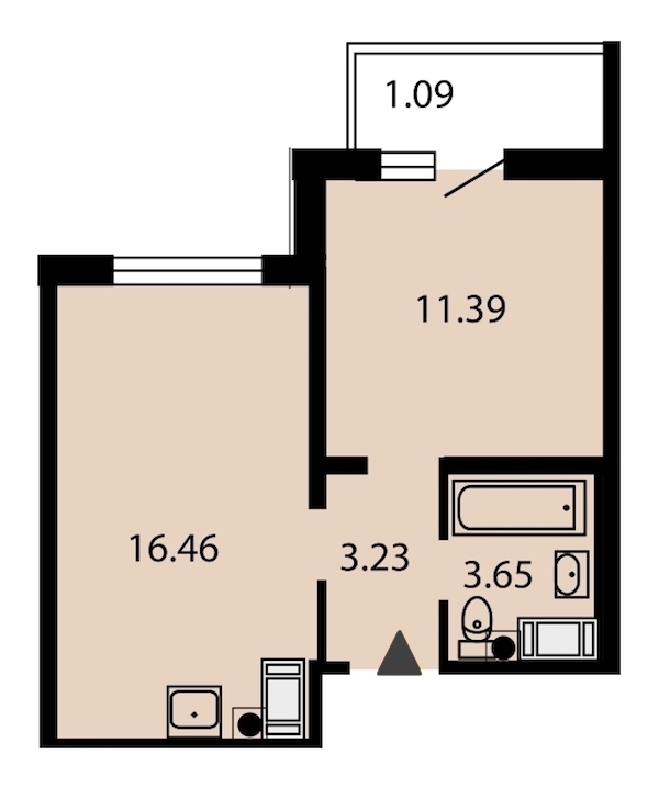 1-комнатная, 36 м² — ЖК ЖК Звездный дуэт