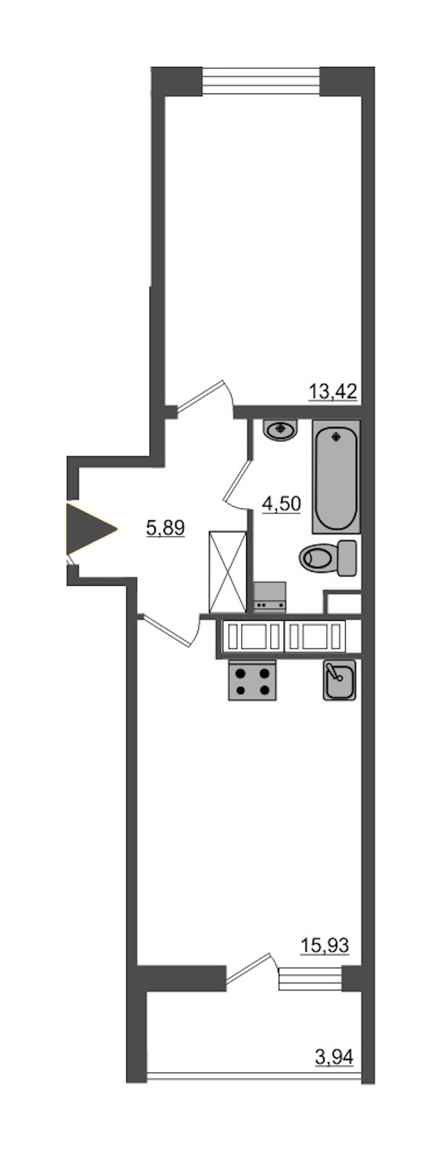 1-комнатная, 42 м² — ЖК ЖК Питер